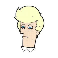 comic cartoon man with narrowed eyes