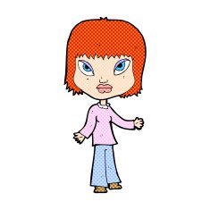 comic cartoon woman with open arms N3