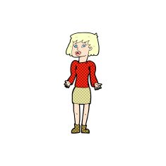 comic cartoon woman shrugging shoulders N21