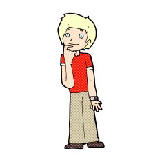 comic cartoon boy wondering