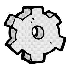 comic cartoon cog symbol