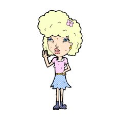 comic cartoon woman waving N7