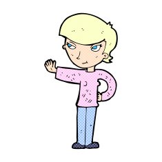 comic cartoon woman waving N8