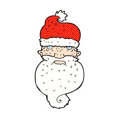 comic cartoon grim santa face