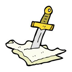 comic cartoon dagger in maps