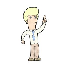 comic cartoon friendly man with idea