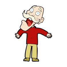 Comic cartoon terrified old man free image download