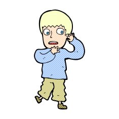 comic cartoon frightened boy N2
