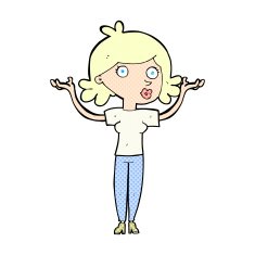 comic cartoon woman throwing arms in air