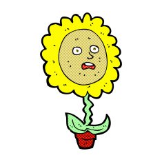 comic cartoon flower with face N2