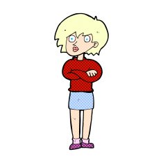 comic cartoon woman wit crossed arms