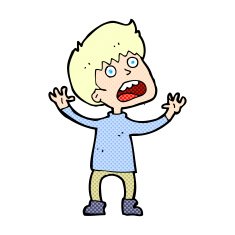 comic cartoon stressed boy
