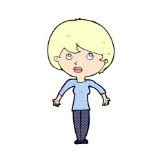 comic cartoon woman shrugging shoulders N22