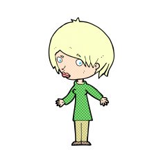 comic cartoon woman shrugging shoulders N23