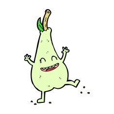 comic cartoon happy dancing pear