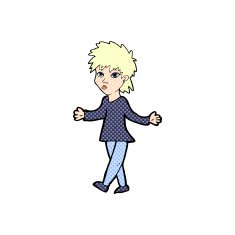 comic cartoon woman shrugging shoulders N25
