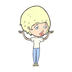 comic cartoon woman raising hands in air N2