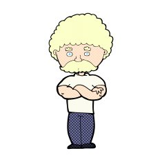 comic cartoon dad with folded arms