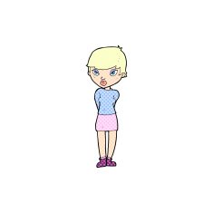 comic cartoon shy woman N3