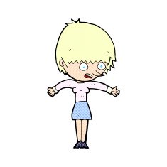comic cartoon woman panicking