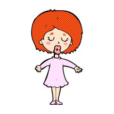 comic cartoon woman in dress