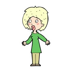comic cartoon surprised woman N11
