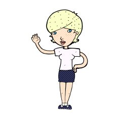 comic cartoon woman waving N11