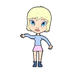 comic cartoon woman waving hand