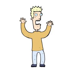 comic cartoon terrified man N10