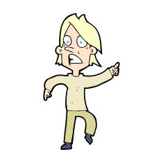 comic cartoon worried man pointing N3