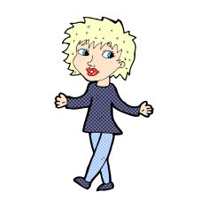 comic cartoon woman with no worries N2