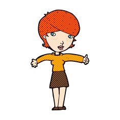 comic cartoon woman giving thumbs up symbol N5