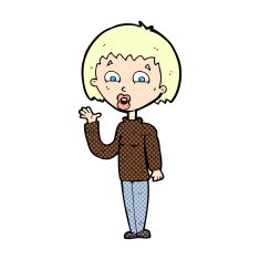 comic cartoon woman waving N14