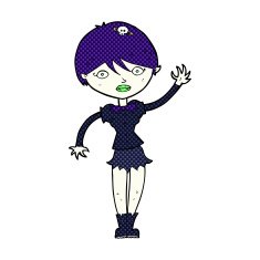 comic cartoon vampire girl waving