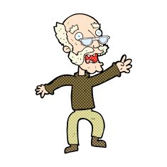 Comic cartoon frightened old man free image download