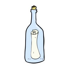 comic cartoon letter in a bottle N2