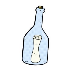 comic cartoon letter in a bottle N3