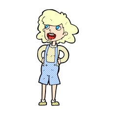 comic cartoon woma in dungarees