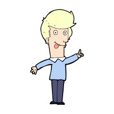 comic cartoon funny man with idea