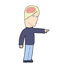 comic cartoon clever man pointing
