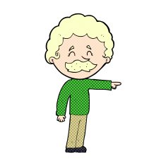 comic cartoon man with mustache pointing N2