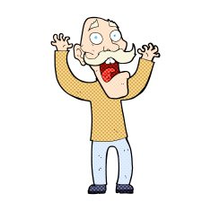 Comic cartoon old man getting a fright free image download