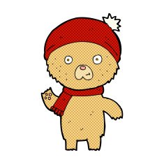 comic cartoon waving teddy bear N8