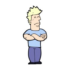 comic cartoon sulking man