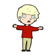 comic cartoon worried boy N3
