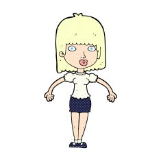 comic cartoon woman shrugging shoulders N29