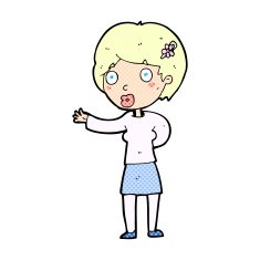 comic cartoon waving woman N14