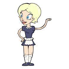 comic cartoon woman in maid costume