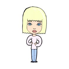 comic cartoon woman indicating self