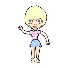 comic cartoon waving woman N15